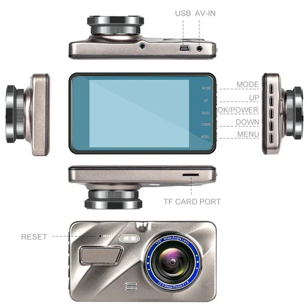 Wireless Front and Rear Dash Cam with Night Vision and 170° Wide Angle