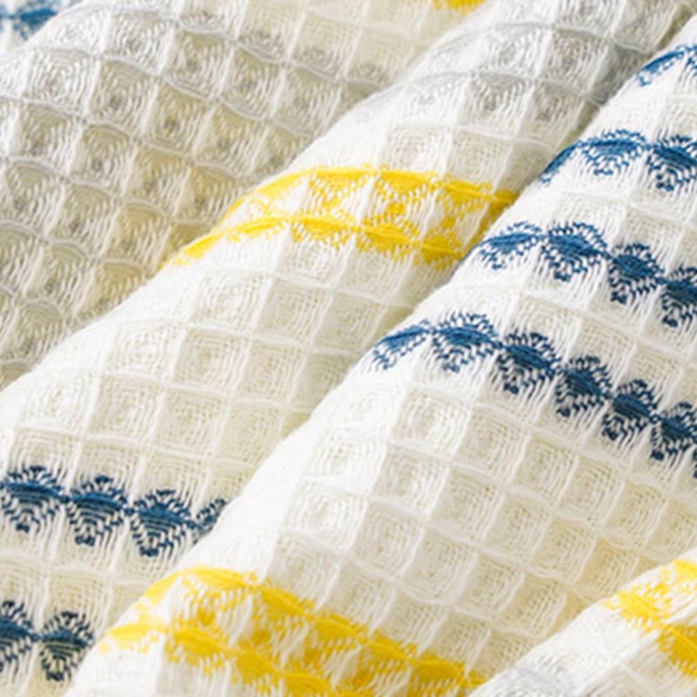 Colorblock Striped Cotton Bath Towel - Soft Honeycomb Weave