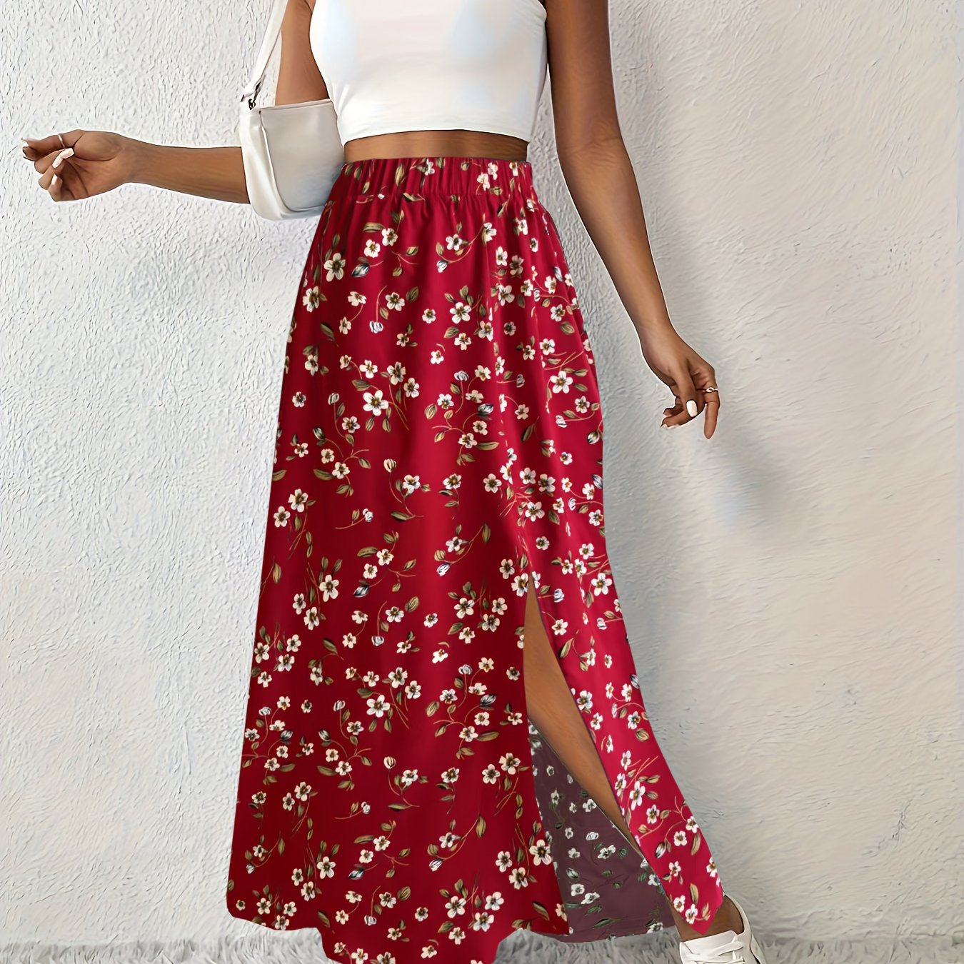 Floral Maxi Skirt with Breezy Slit for Women