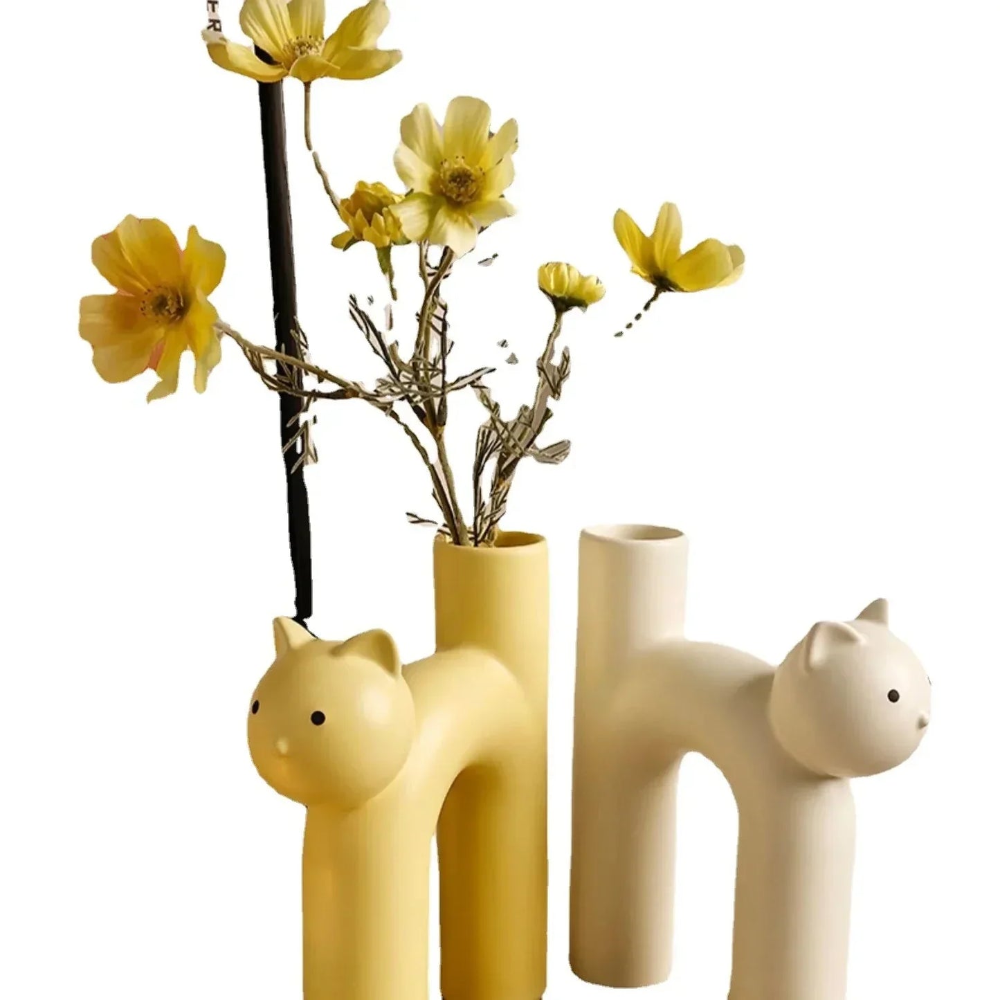 Matte Ceramic Kitten Flower Vase