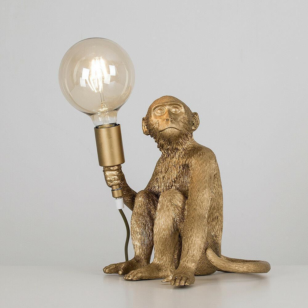 Monkey Table Lamp in Black or Gold Finish