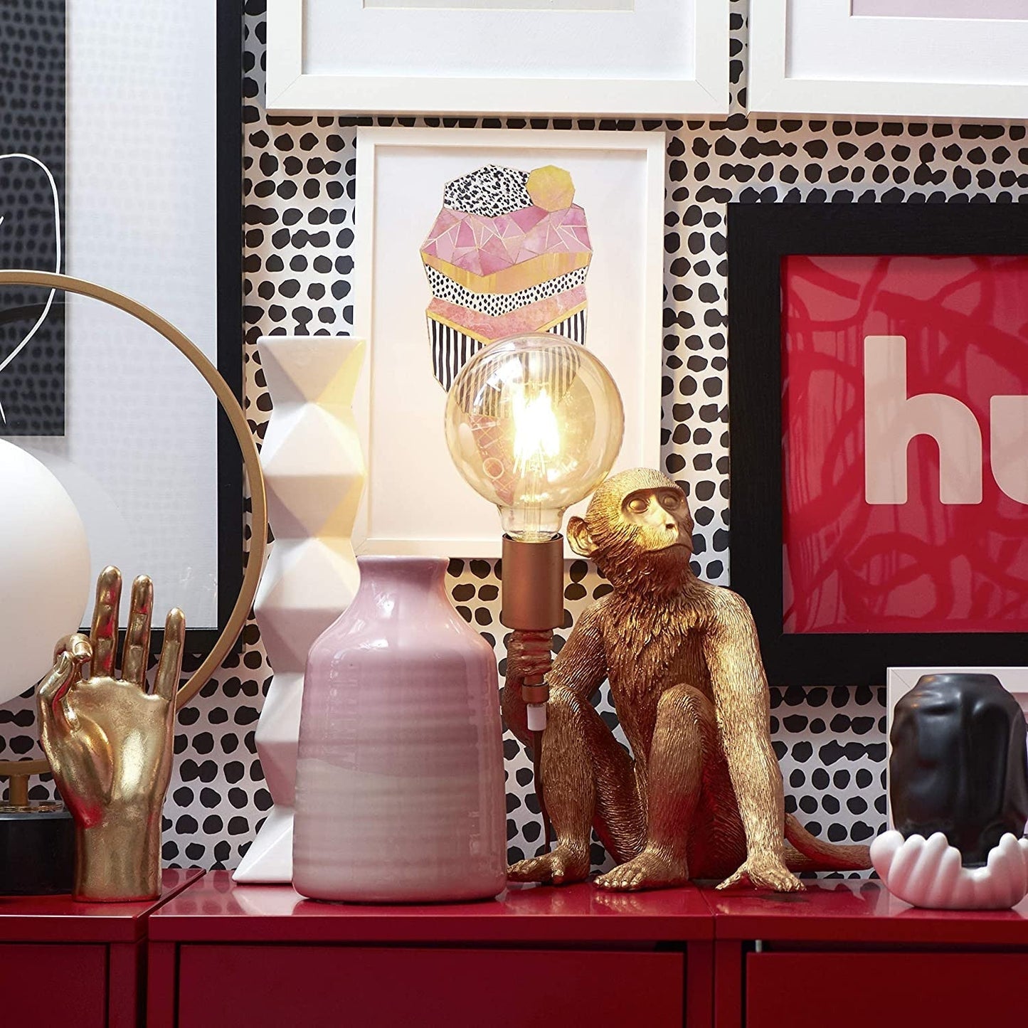 Monkey Table Lamp in Black or Gold Finish