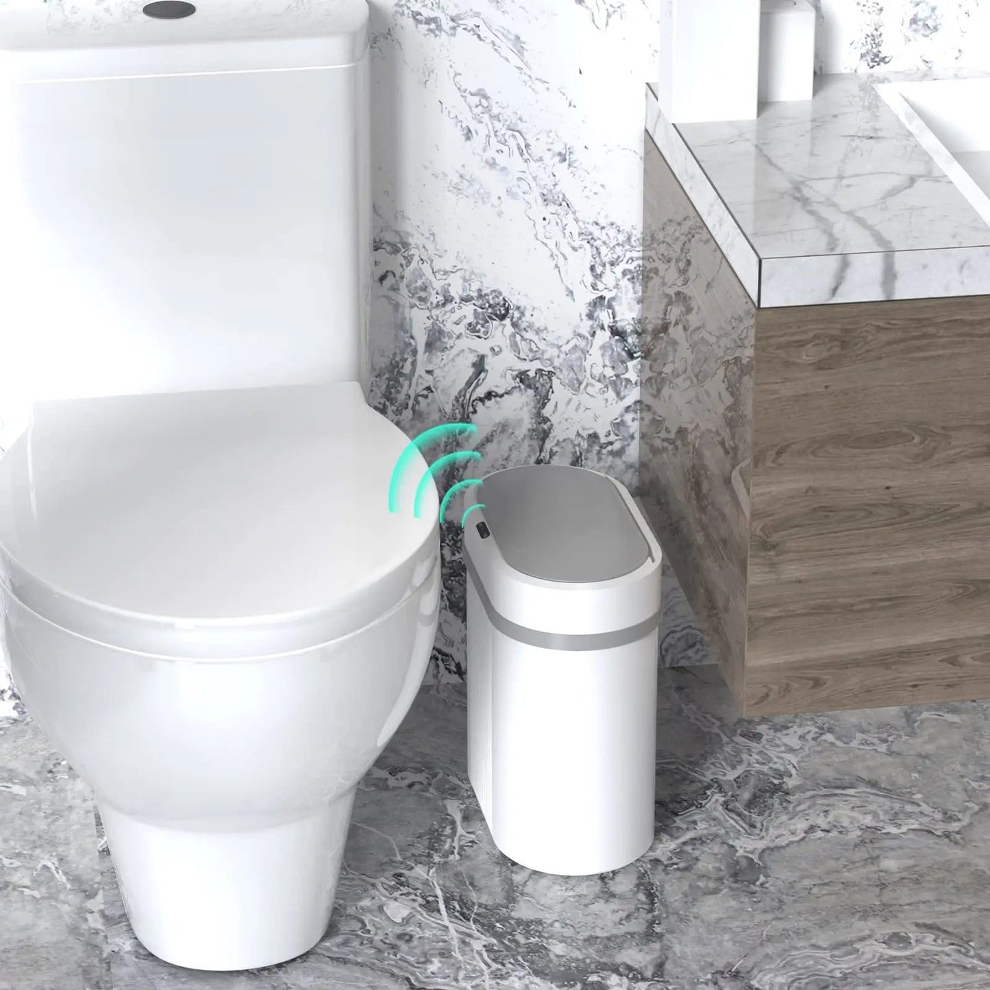 Hands-Free Motion Sensor Bathroom Trash Bin
