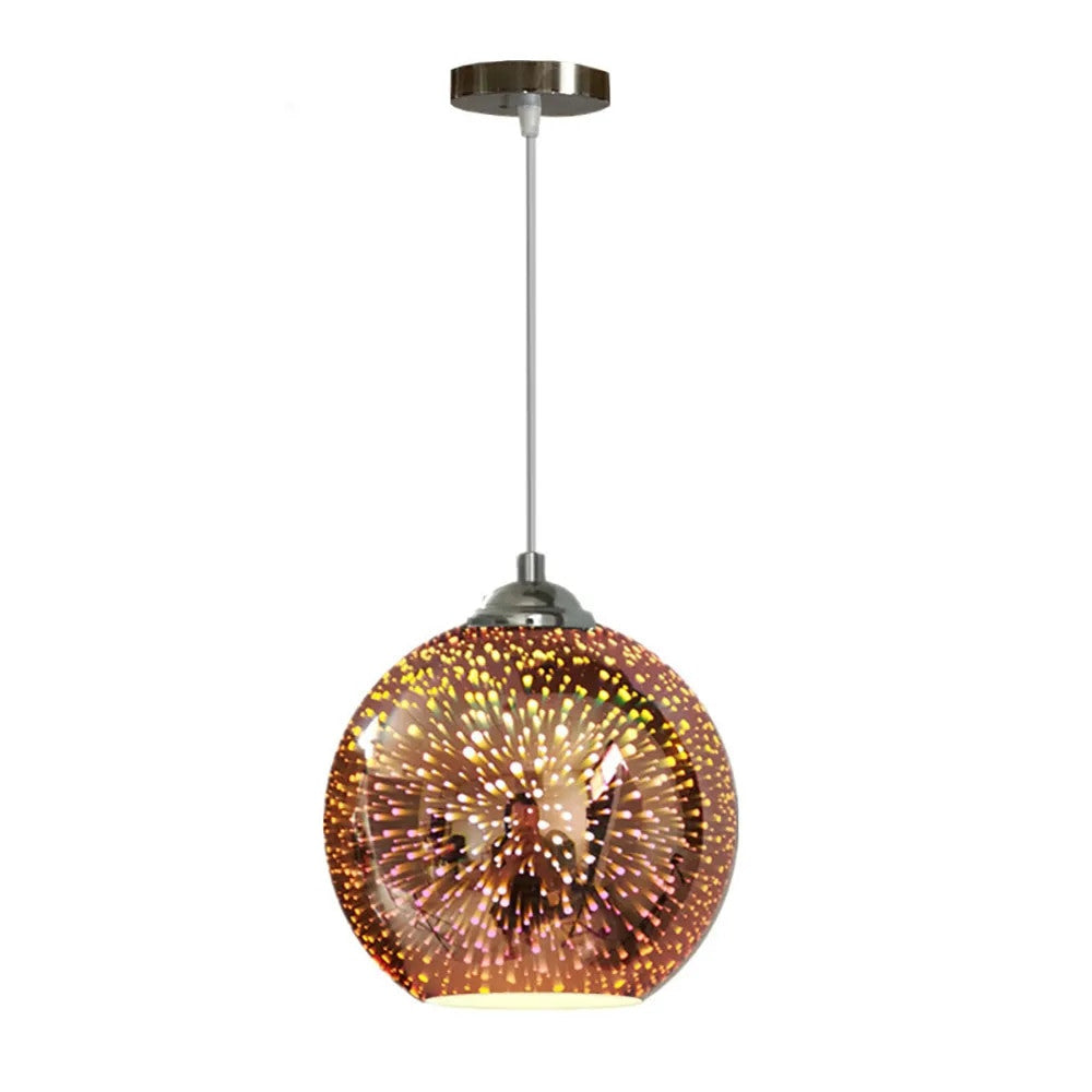 Perforated Round Glass Pendant Light with Copper Finish