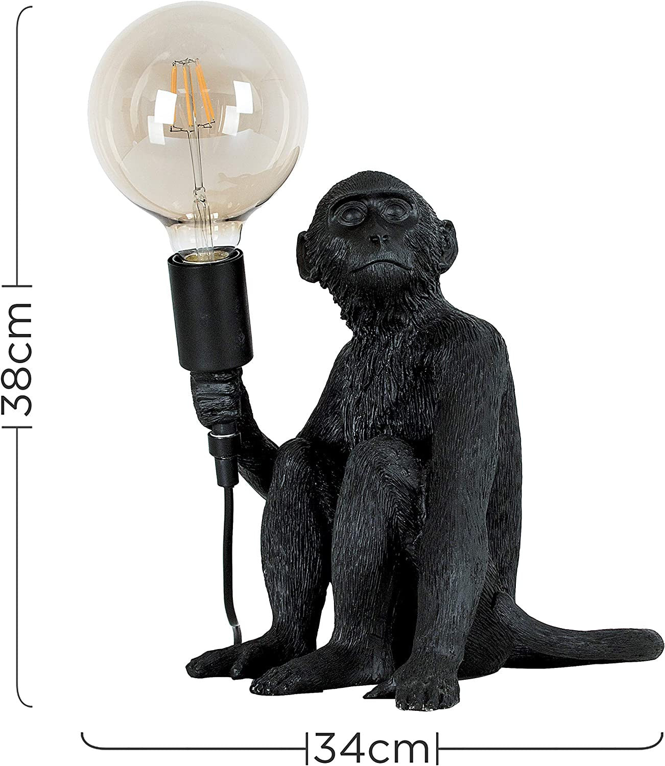 Monkey Table Lamp in Black or Gold Finish