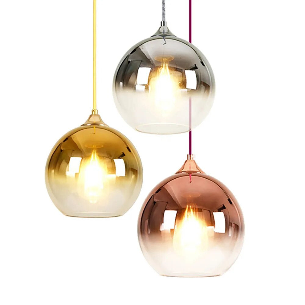 Copper Finish Glass Ceiling Light Fixture