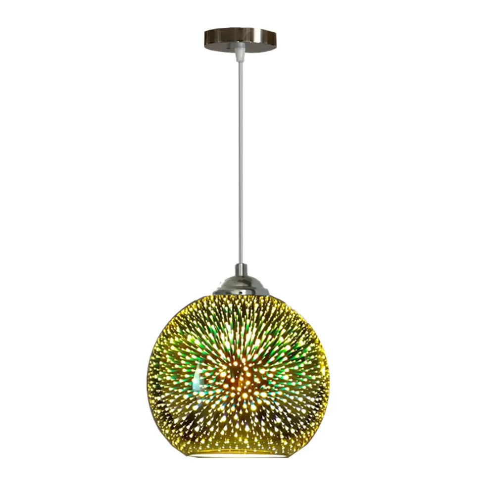 Perforated Round Glass Pendant Light with Copper Finish