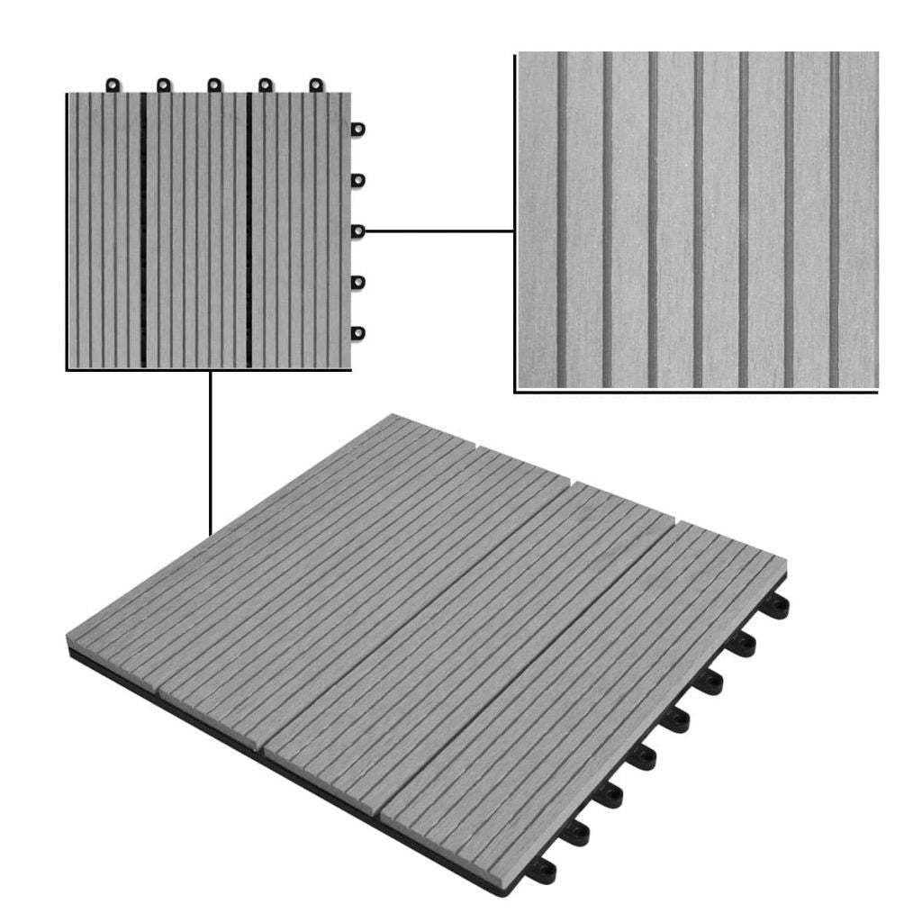 Gray Waterproof WPC Patio Tiles 30x30cm 11pcs