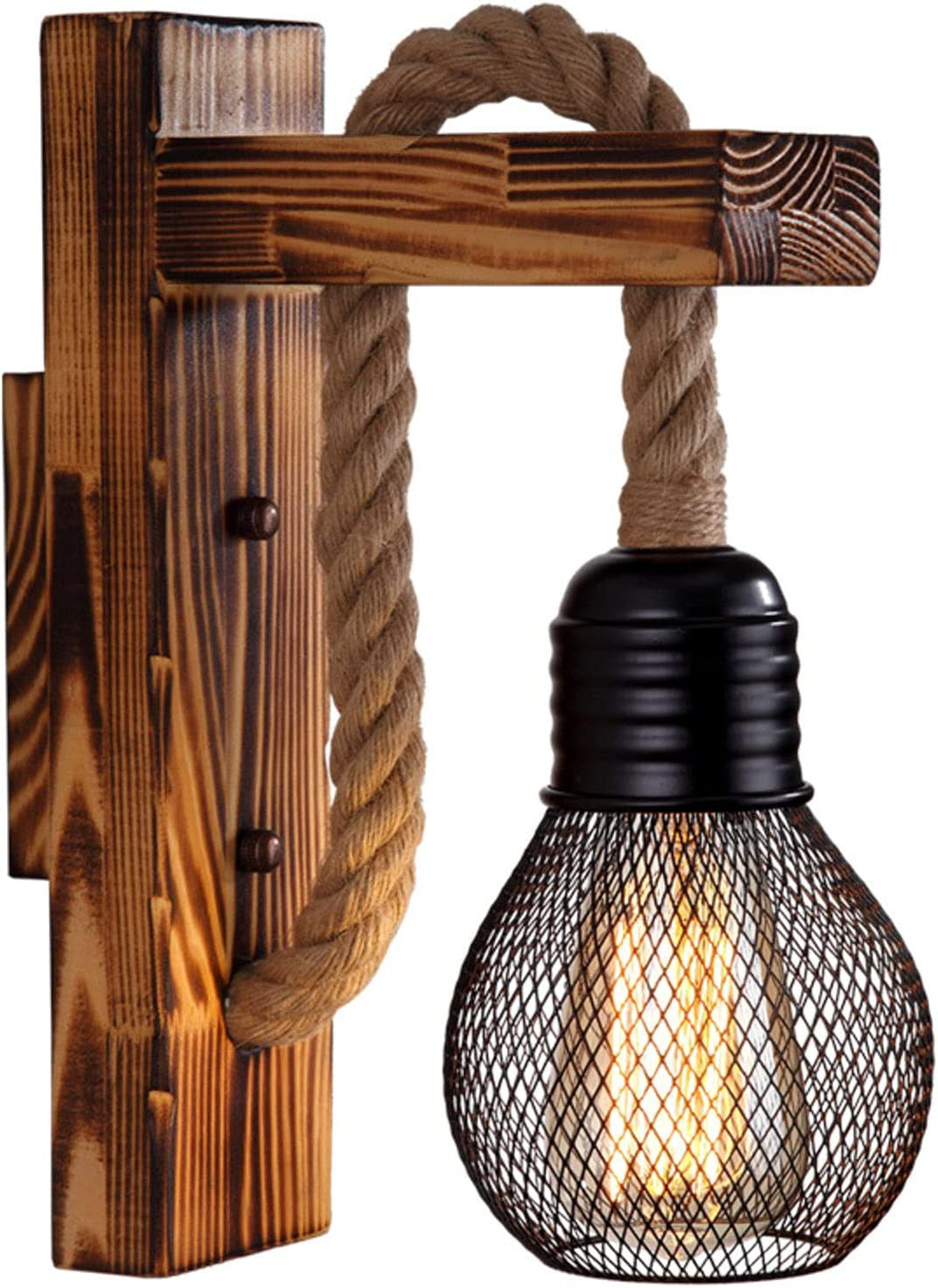 Natural Hemp Rope Industrial Wall Lamp