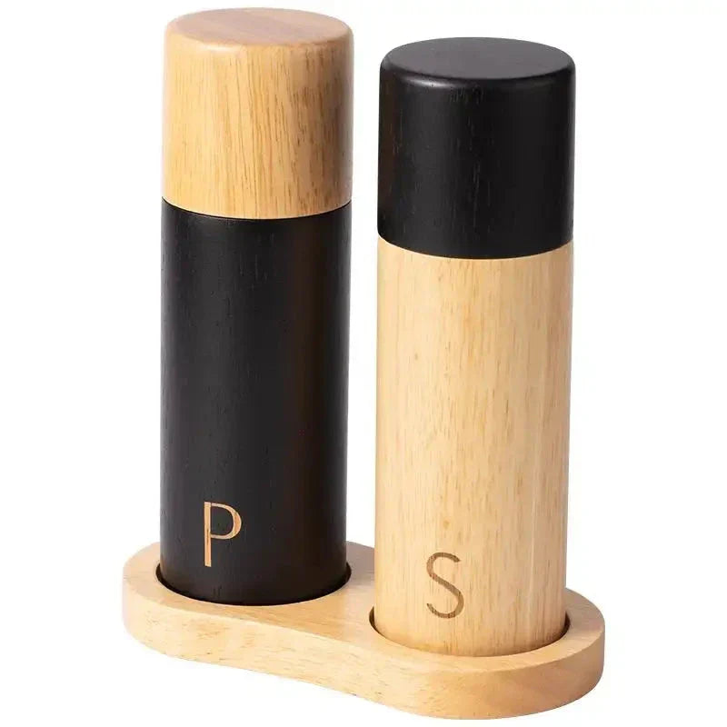 Wooden Salt and Pepper Mill Set with Adjustable Ceramic Grinder
