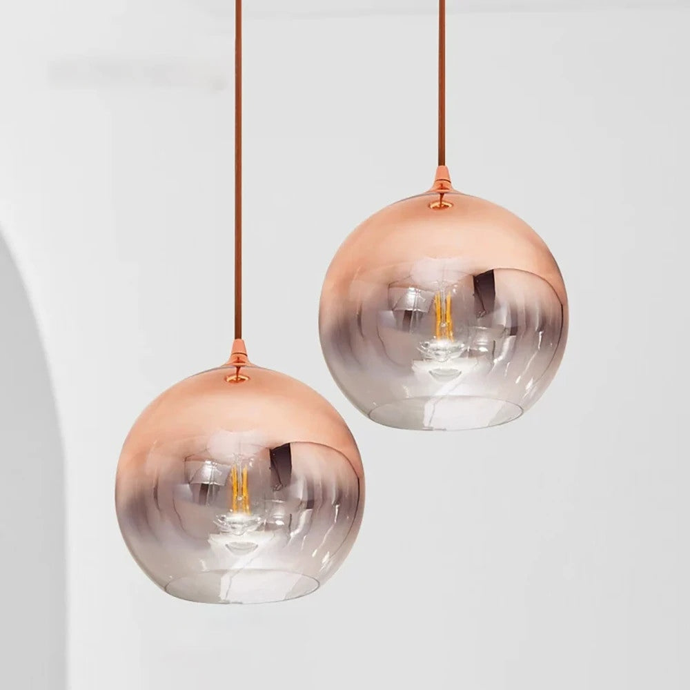 Copper Finish Glass Ceiling Light Fixture
