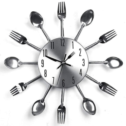 Cutlery Design Wall Clock with Fork and Spoon Hands