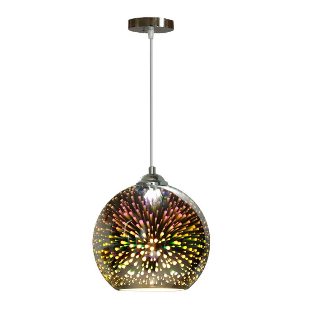 Perforated Round Glass Pendant Light with Copper Finish