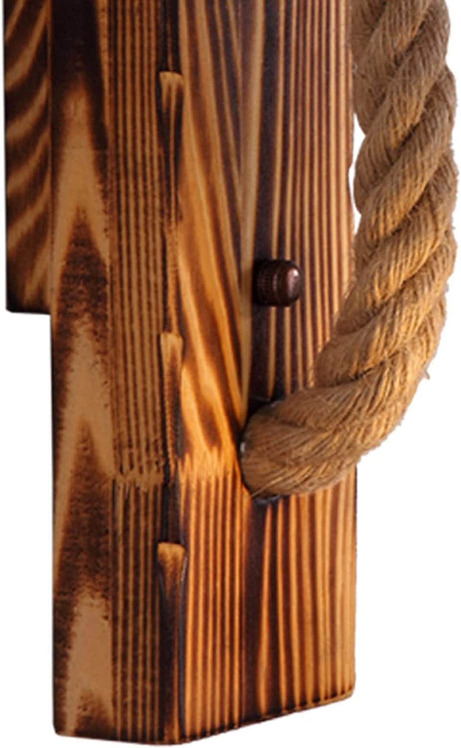 Hemp Rope Industrial Wall Lamp with Wooden Base