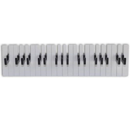 Piano Keyboard Wall-Mounted Coat Rack with Foldable Hooks