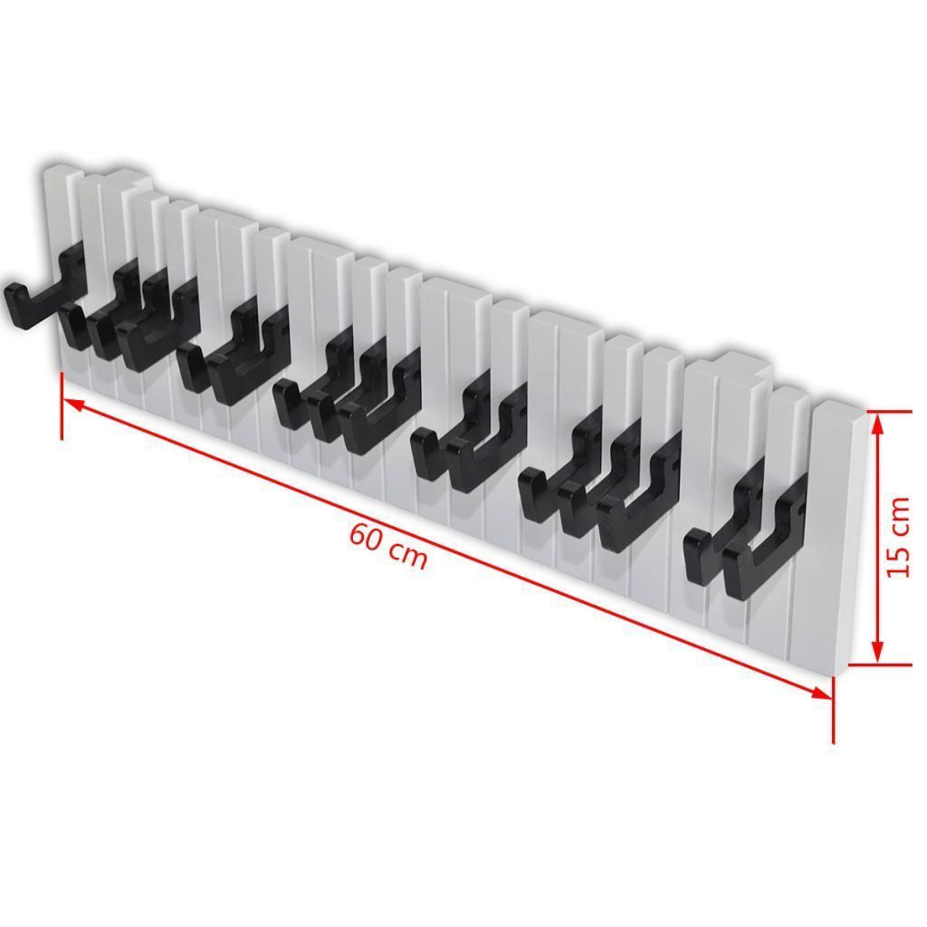 Piano Keyboard Wall-Mounted Coat Rack with Foldable Hooks