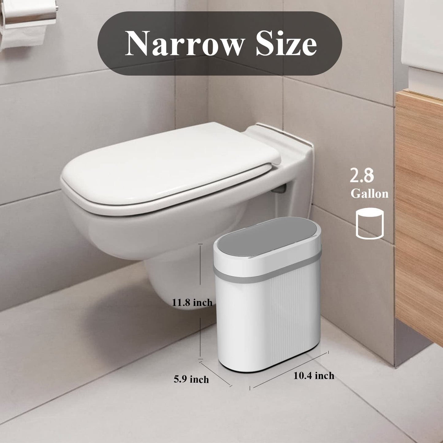 Hands-Free Motion Sensor Bathroom Trash Bin