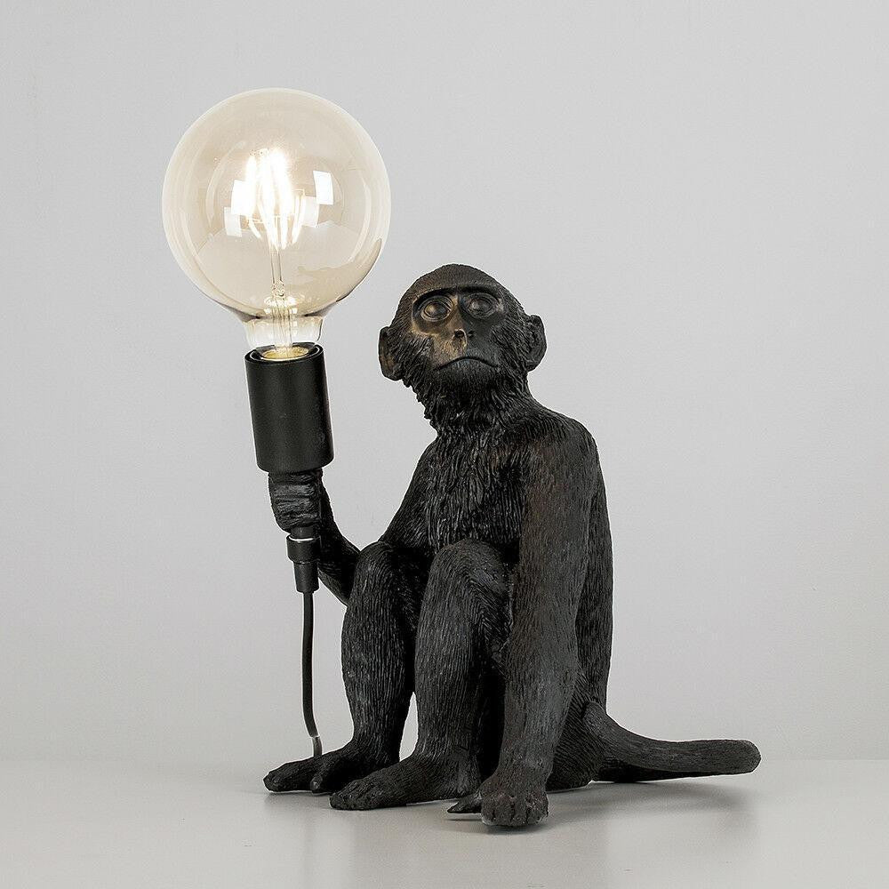 Monkey Table Lamp in Black or Gold Finish