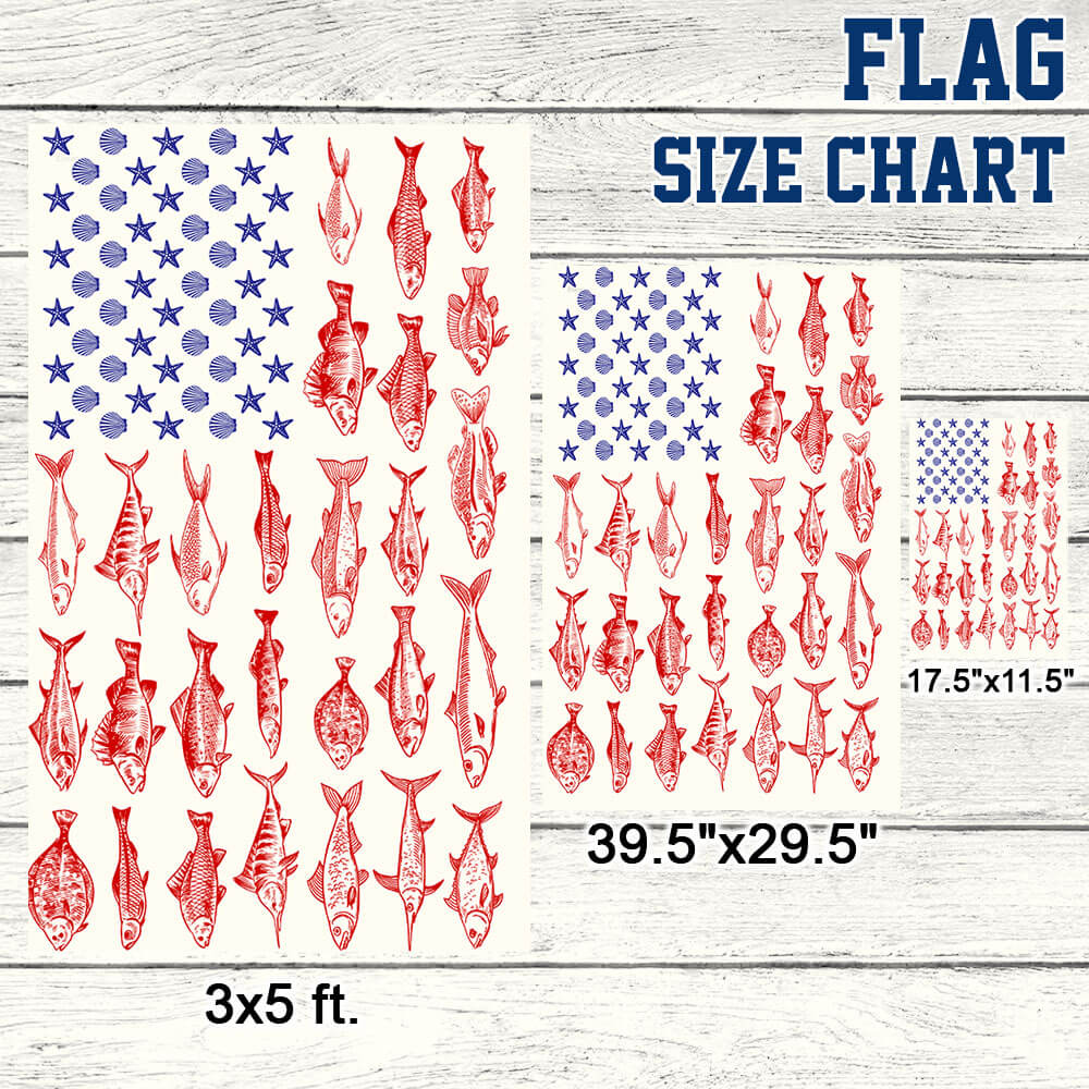 Fish & Sea Shells American Flag - Nautical Summer Decor for Independence Day
