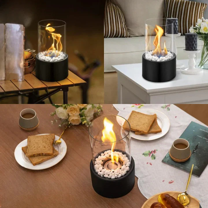 Portable Glass Bioethanol Fireplace for Smokeless Ambiance