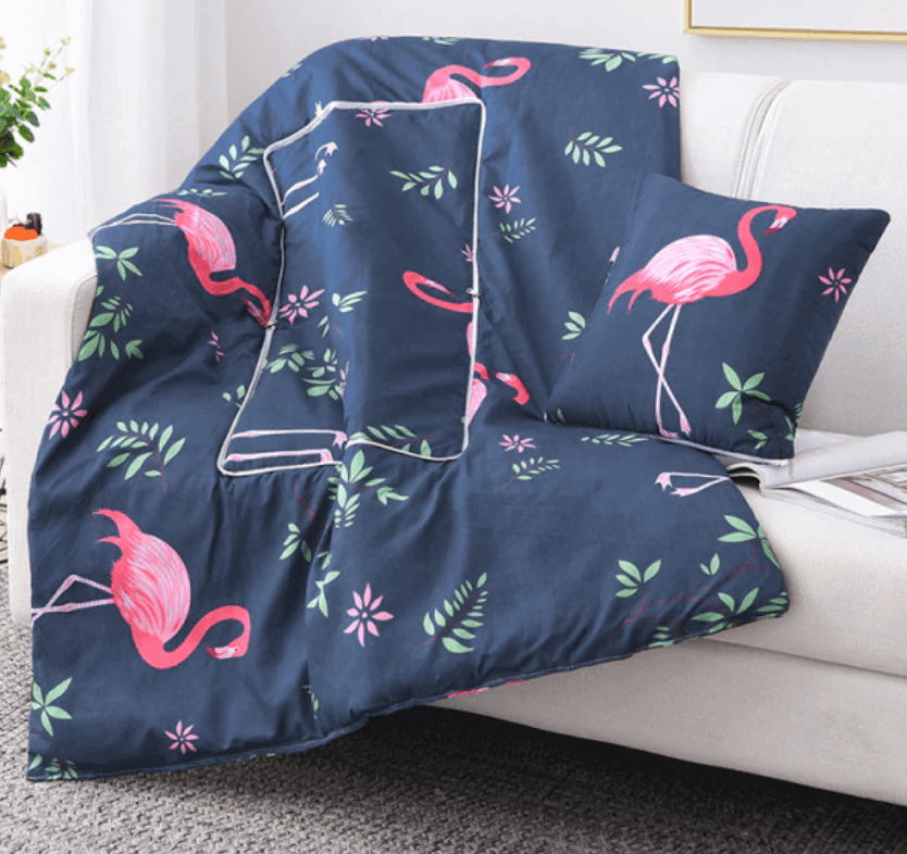 Colorful Cartoon Pillow Blanket 2-in-1 Travel Blanket