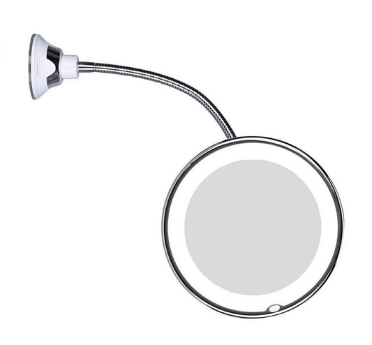 LED Magnifying Makeup Mirror with Gooseneck and 10x Magnification