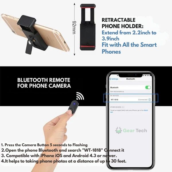 3-in-1 Adjustable Mobile Stand with Bluetooth Remote