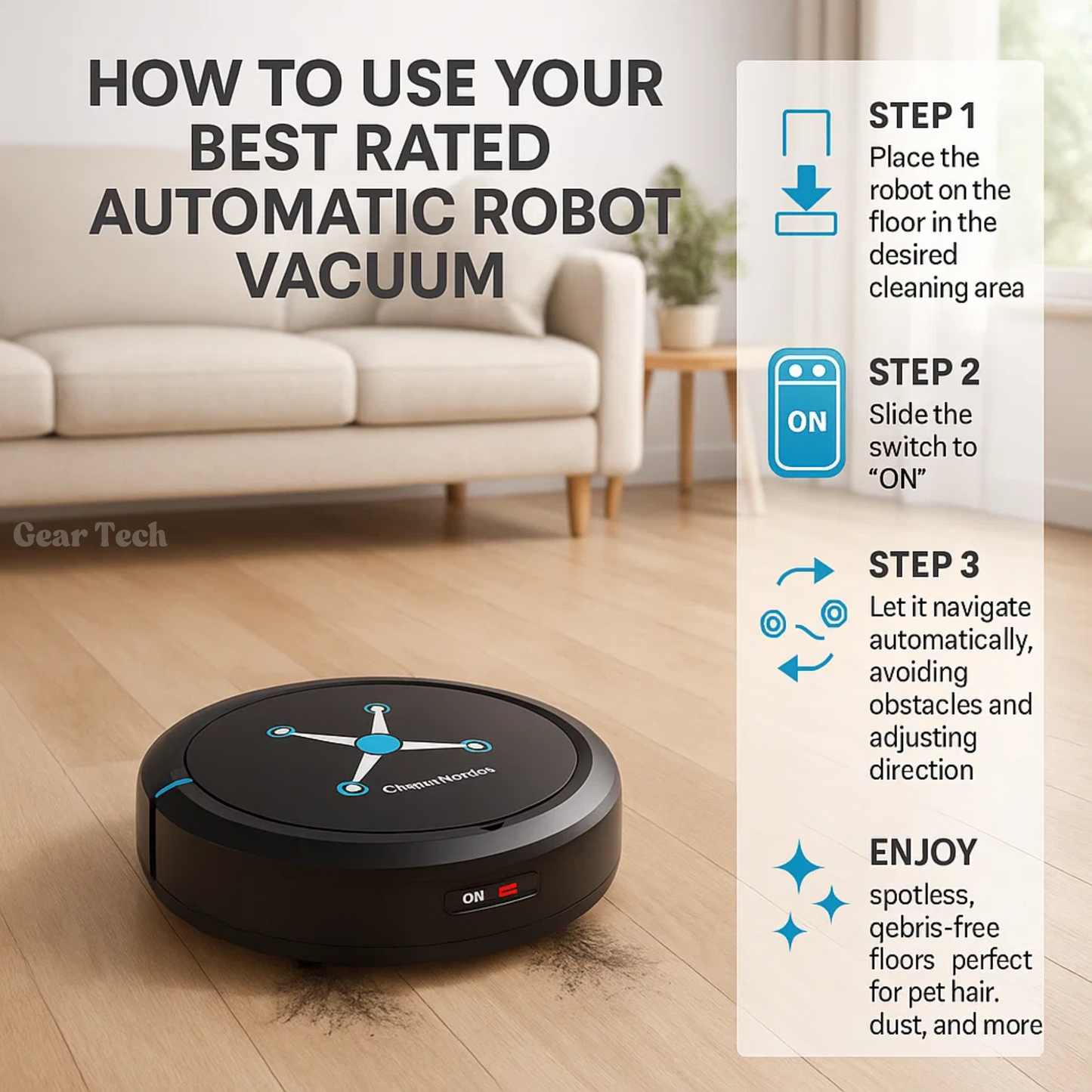 Robot Vacuum Cleaner with Sweeping, Mopping, and Smart Navigation