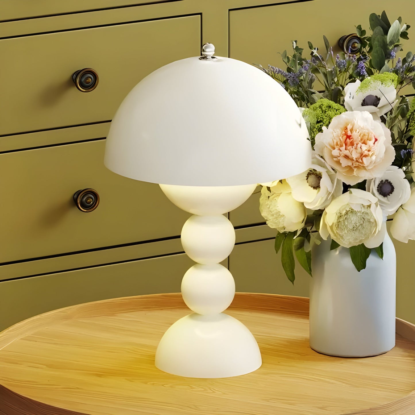 Dimmable Scandinavian Floral Table Lamp with LED