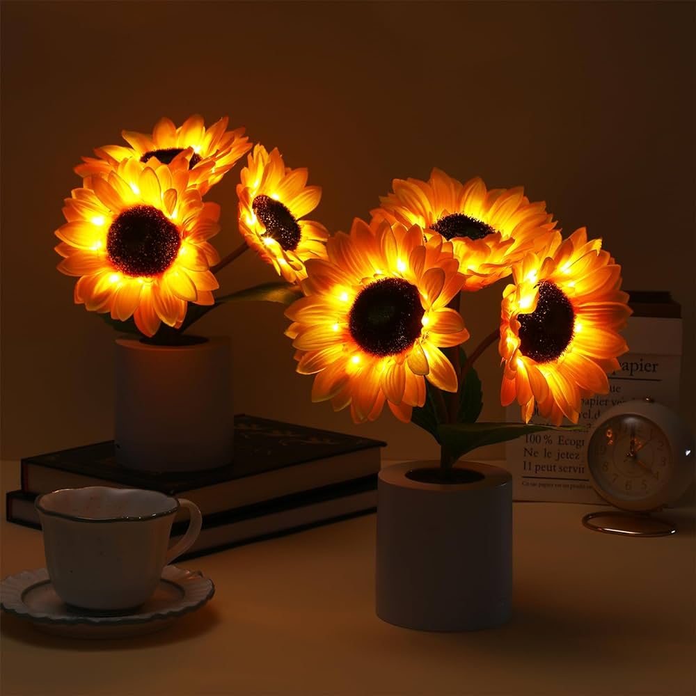 Sunflower LED Table Lamp with USB Rechargeable Battery
