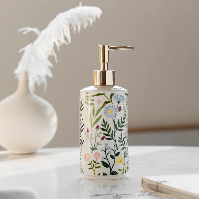Ceramic Floral Soap Dispenser for Liquid Soap