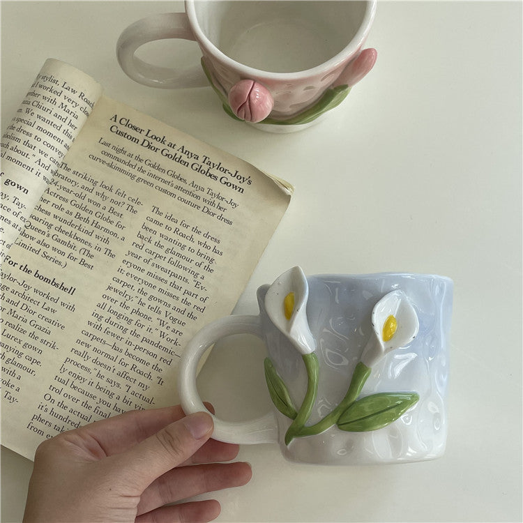 Hand-Painted Floral Ceramic Coffee Mug