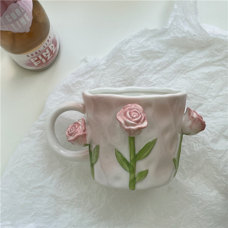 Hand-Painted Floral Ceramic Coffee Mug