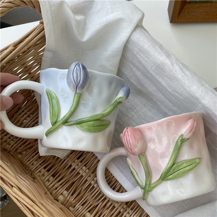 Hand-Painted Floral Ceramic Coffee Mug