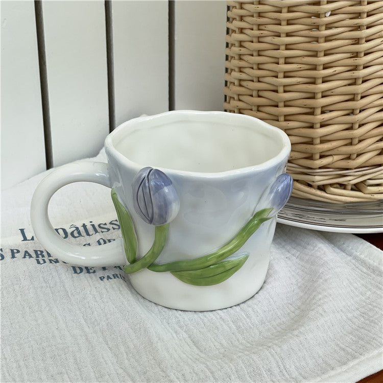Hand-Painted Floral Ceramic Coffee Mug