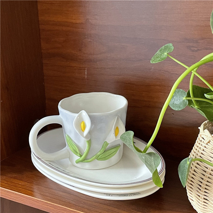 Hand-Painted Floral Ceramic Coffee Mug