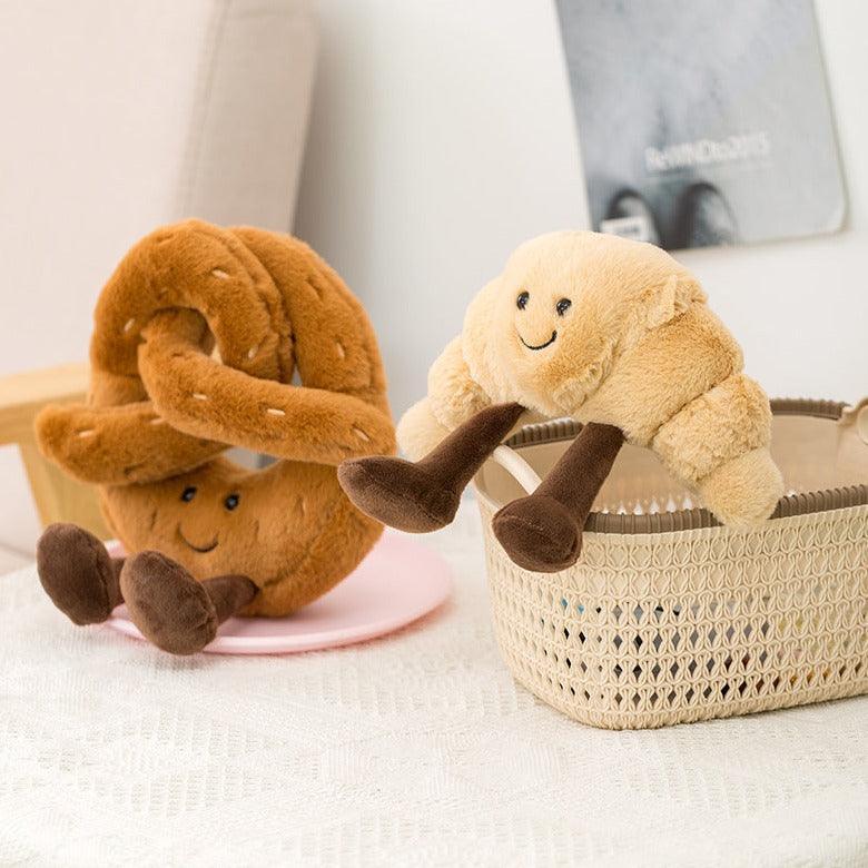 Plush Breakfast Treat Cushion - Croissant, Bread, Pretzel, Baguette