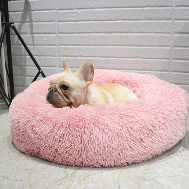 Round Plush Calming Pet Bed for Anxiety Relief