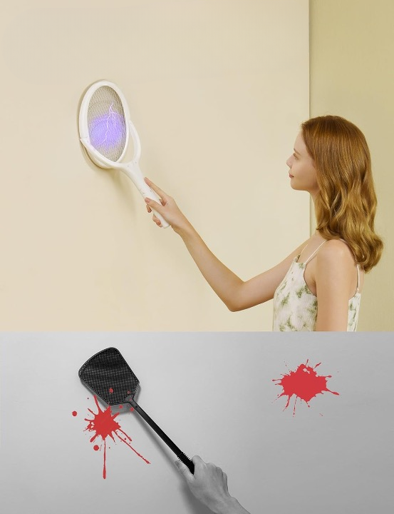 Rechargeable Electric Fly Swatter with 90° Rotating Head
