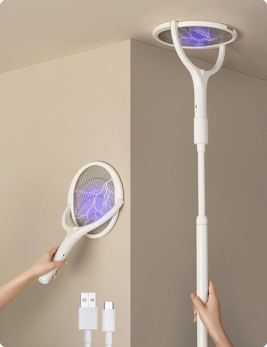 Rechargeable Electric Fly Swatter with 90° Rotating Head