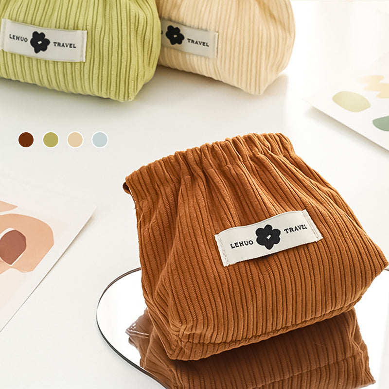 Corduroy Hair Tie and Cord Organizer with Elastic Compartments