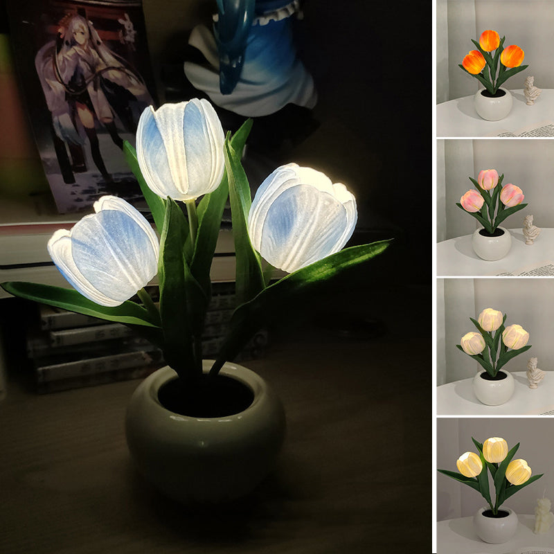 LED Tulip Nightstand Lamp - Ceramic Flower Table Light