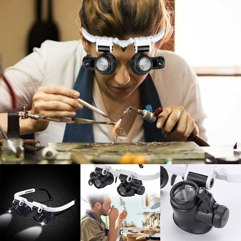 Magnifying Glasses with LED Lights and Adjustable Lenses