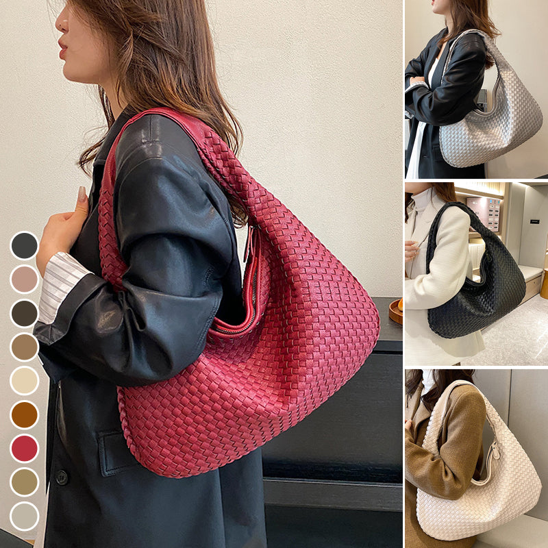 Elegant Woven Handbag for Women - Stylish PU Leather Tote