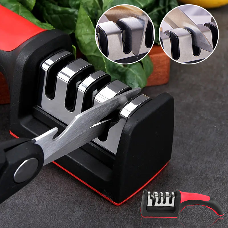 Four-Stage Knife Sharpener with Non-Slip Base