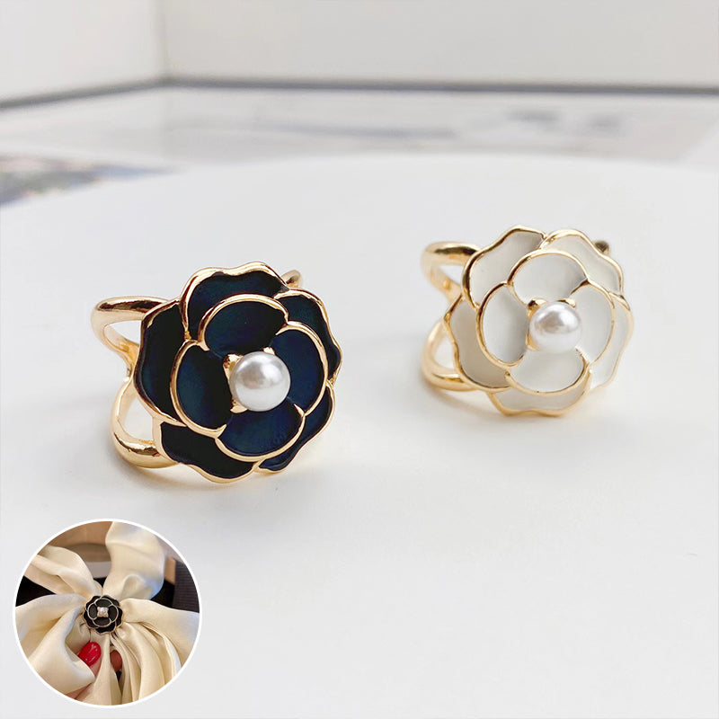 Silk Camellia Scarf Closure Accessory