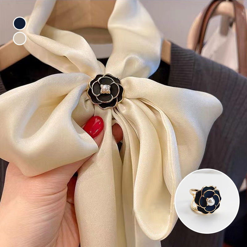 Silk Camellia Scarf Closure Accessory