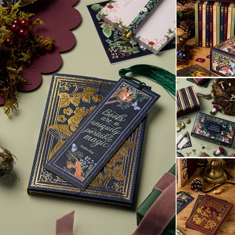 Premium Stationery Advent Calendar with Winter Forest Design and 24 Gifts