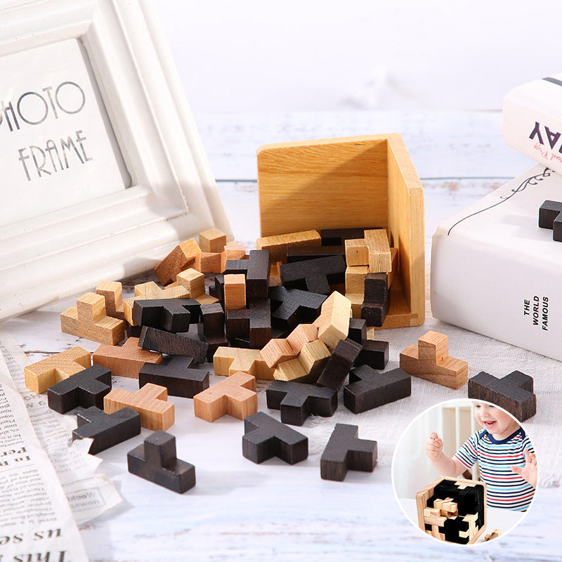 Wooden T-Shaped Puzzle Brain Teaser Toy