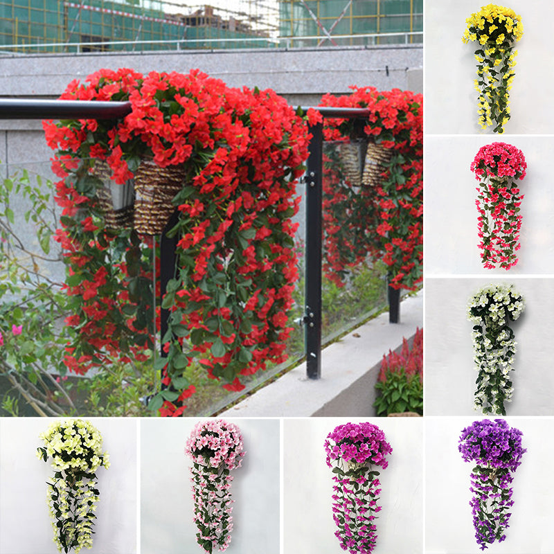 Purple Silk Hanging Flower Basket